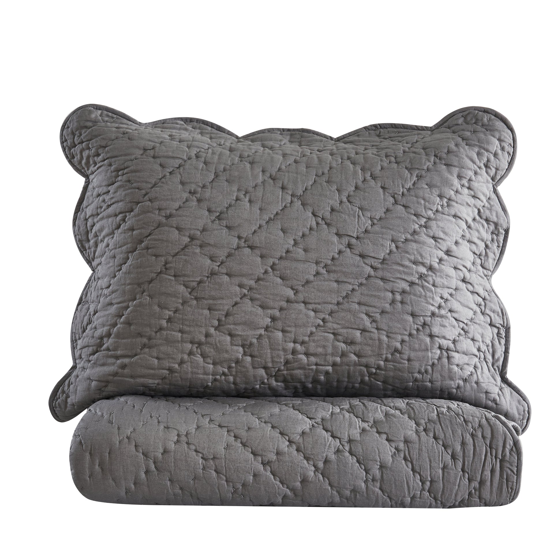 Diamond Scallop Cotton Voile Hand Stitched Quilt Set