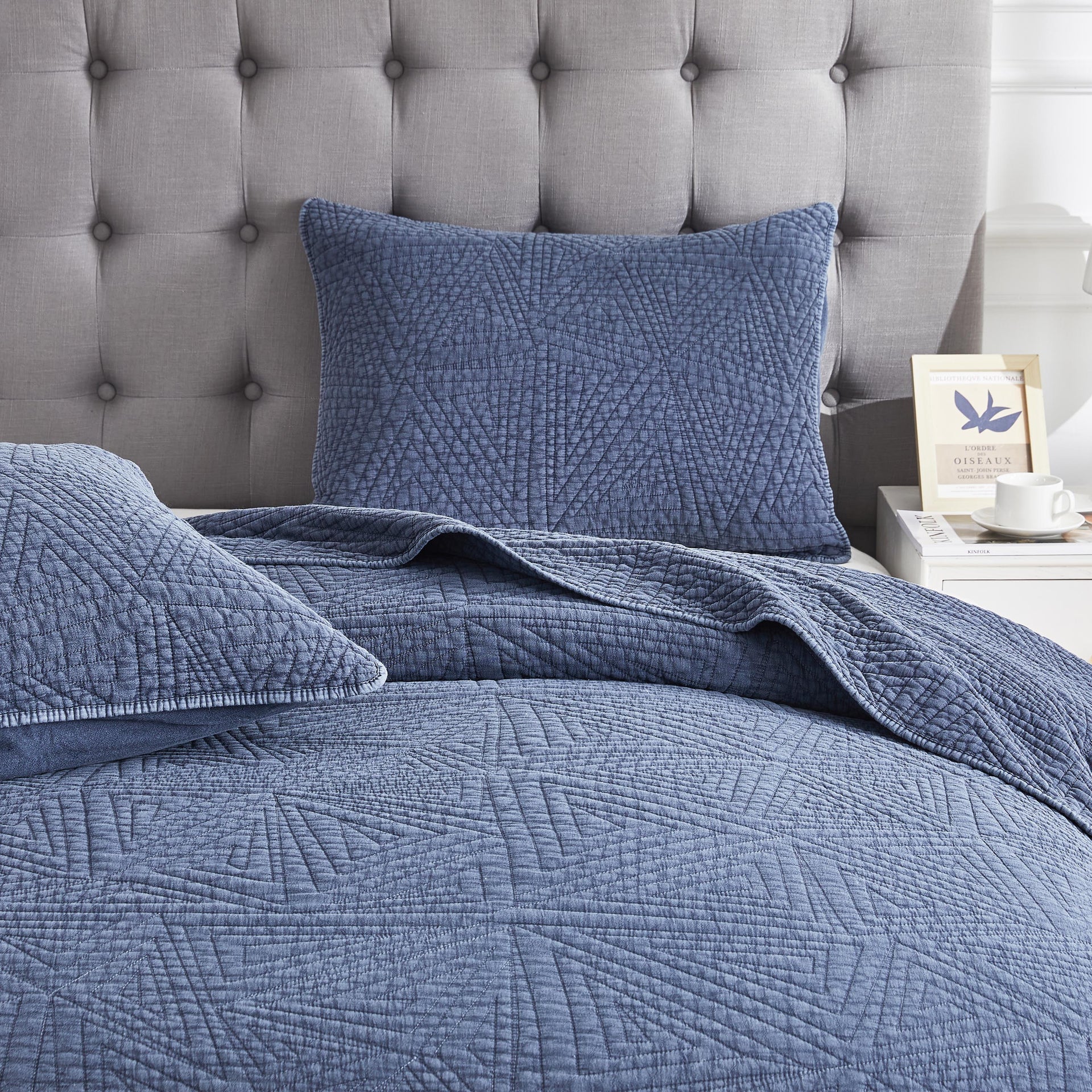 Dancing Triangles Stonewashed Cotton Quilt Set