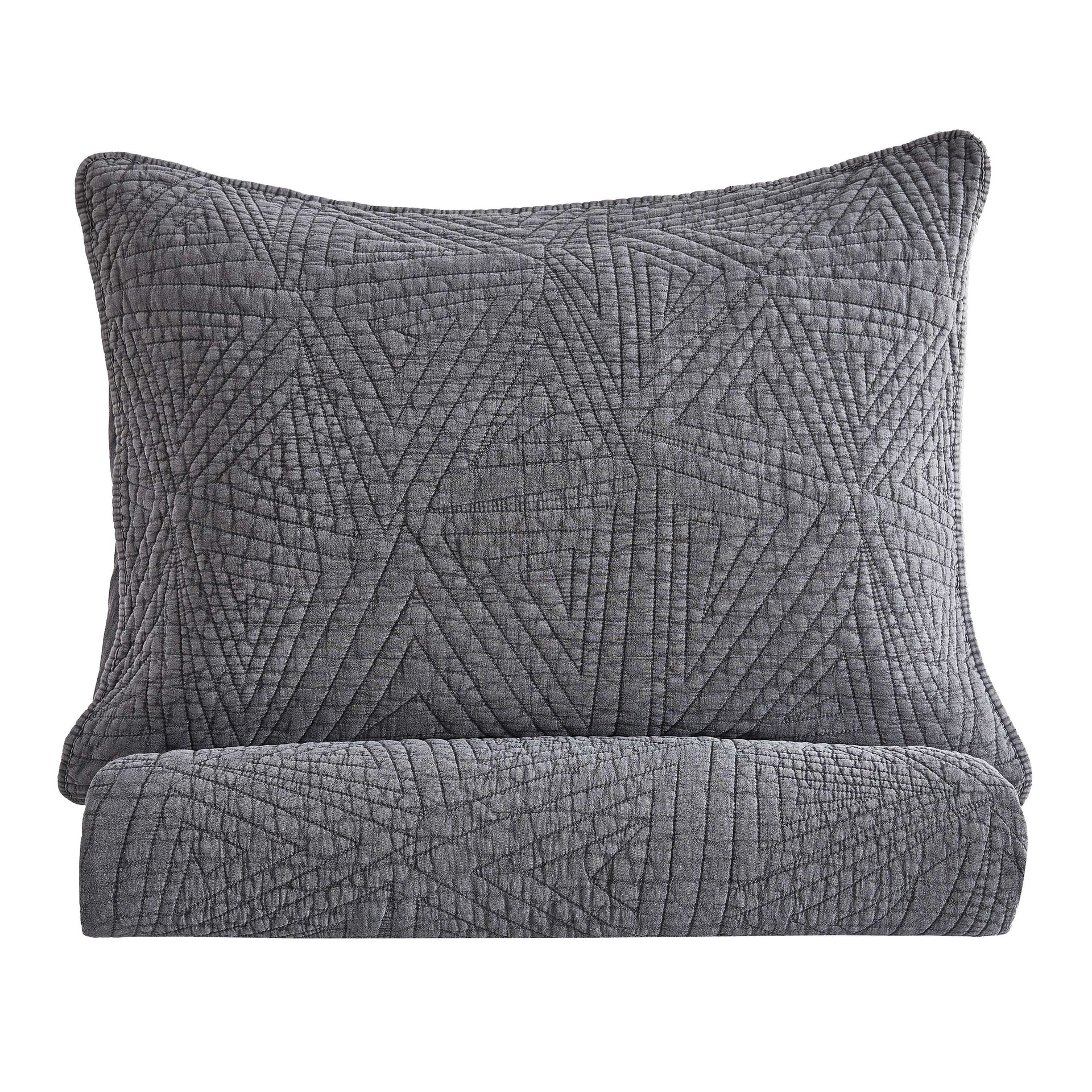 Dancing Triangles Stonewashed Cotton Quilt Set