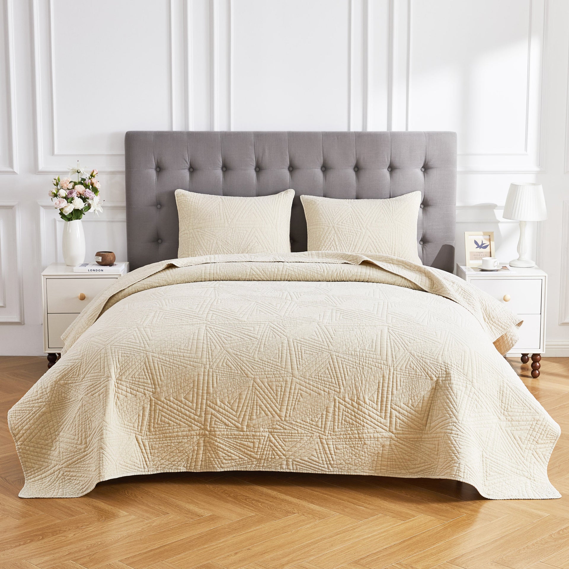 Dancing Triangles Stonewashed Cotton Quilt Set