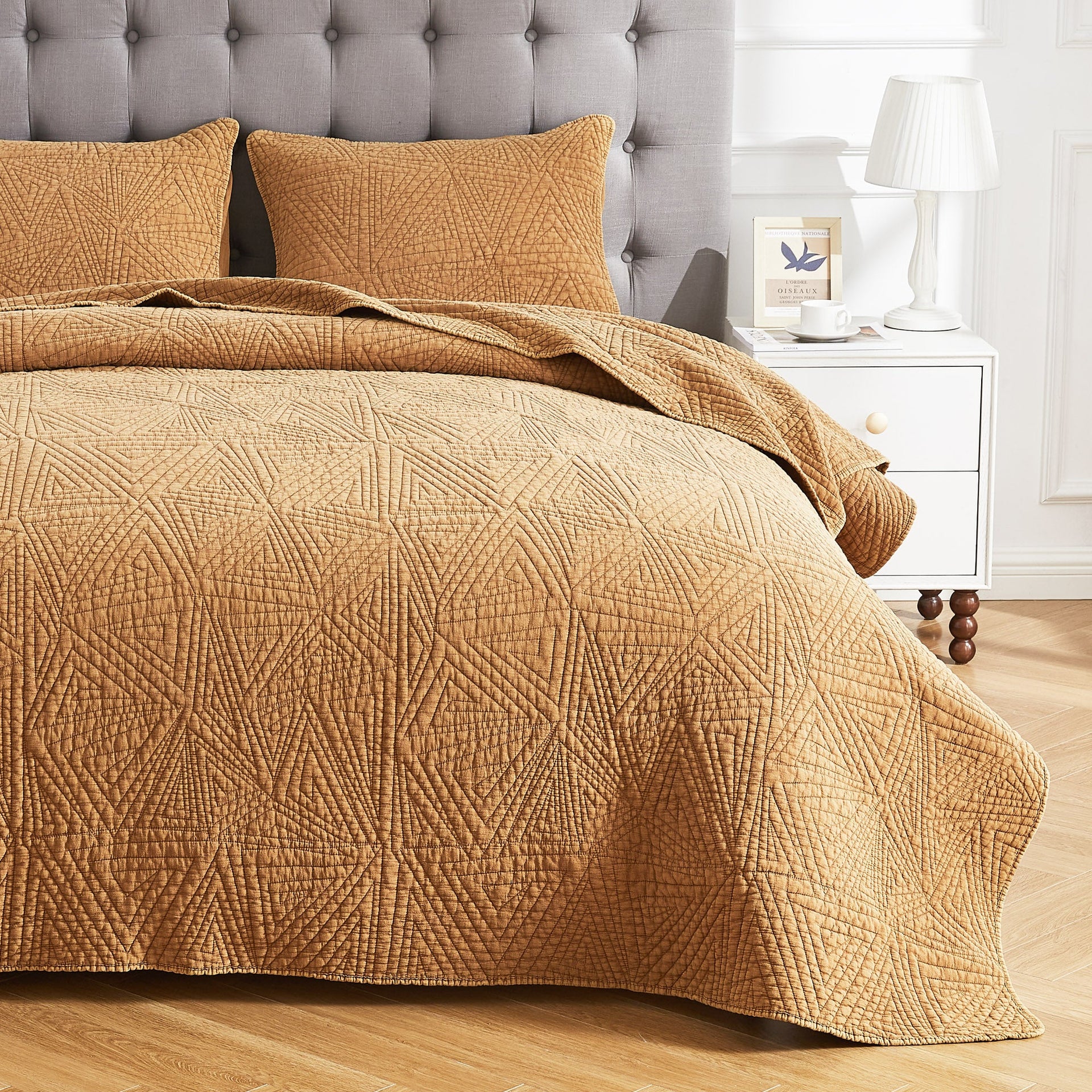 Dancing Triangles Stonewashed Cotton Quilt Set