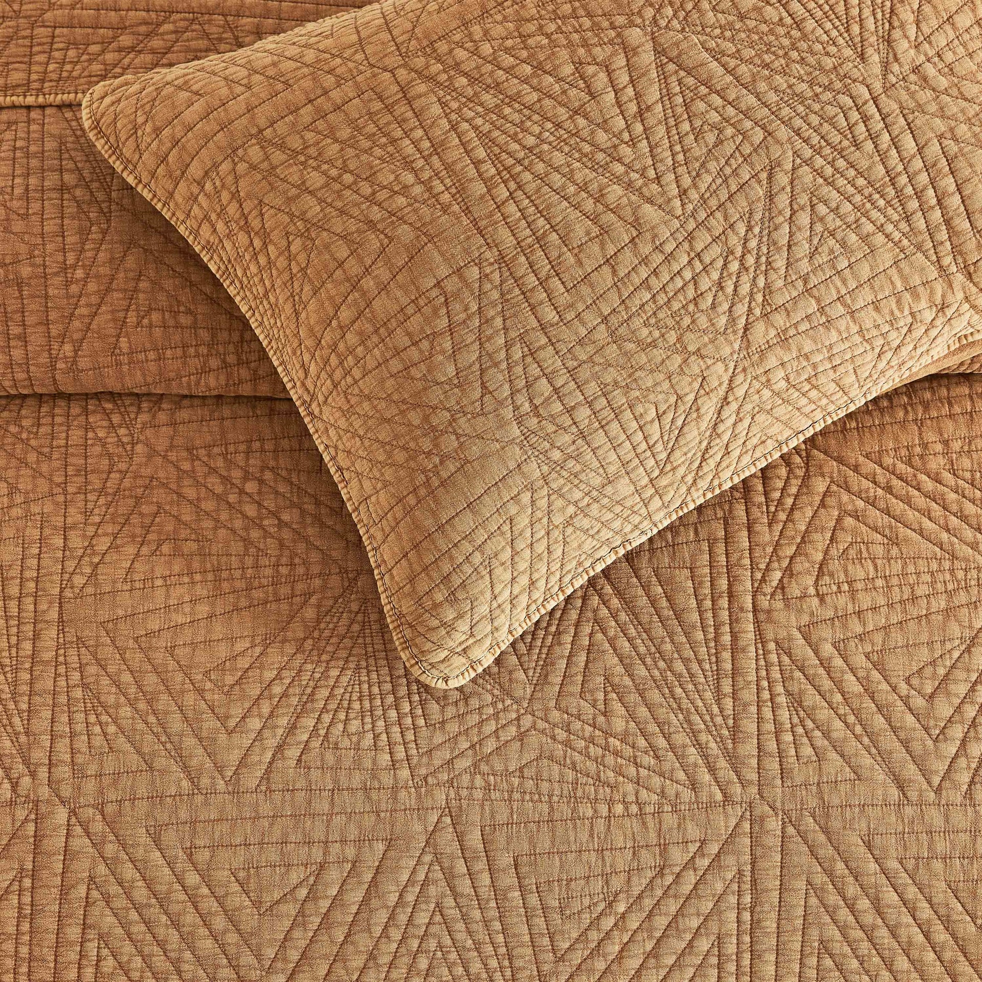 Dancing Triangles Stonewashed Cotton Quilt Set