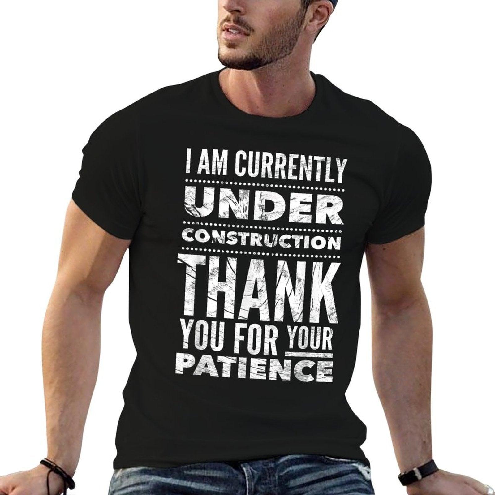Funny Hospital Get Well Soon Gifts Under Construction Post Surgery - Black, Unisex-Adults,, Medium, US Size 15, 21 Inches Sleeve T-Shirt