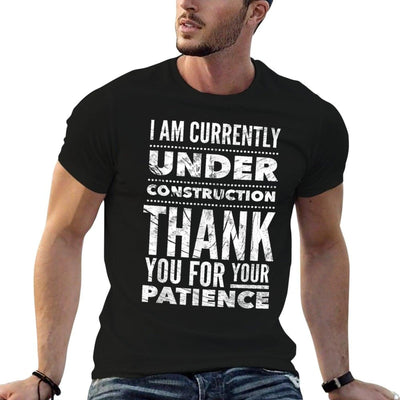 Funny Hospital Get Well Soon Gifts Under Construction Post Surgery - Black, Unisex-Adults,, Medium, US Size 15, 21 Inches Sleeve T-Shirt