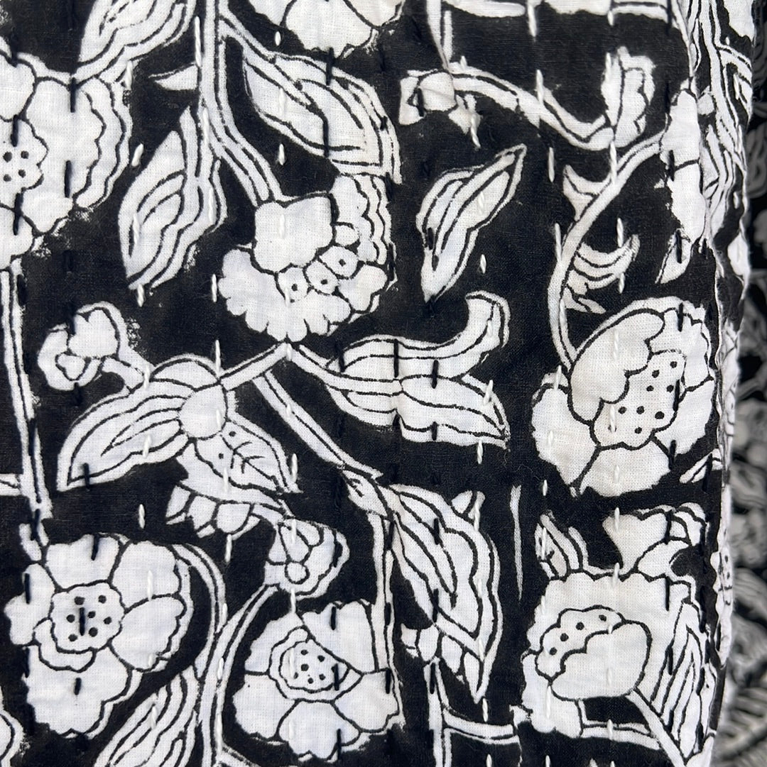 Gothic Flowers Block Print Cotton Kantha Quilt (Events)