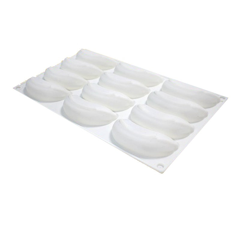 Silicone Mousse Cake Mold for French Desserts and Chocolate Filling - 12-Cavity Banana Shape