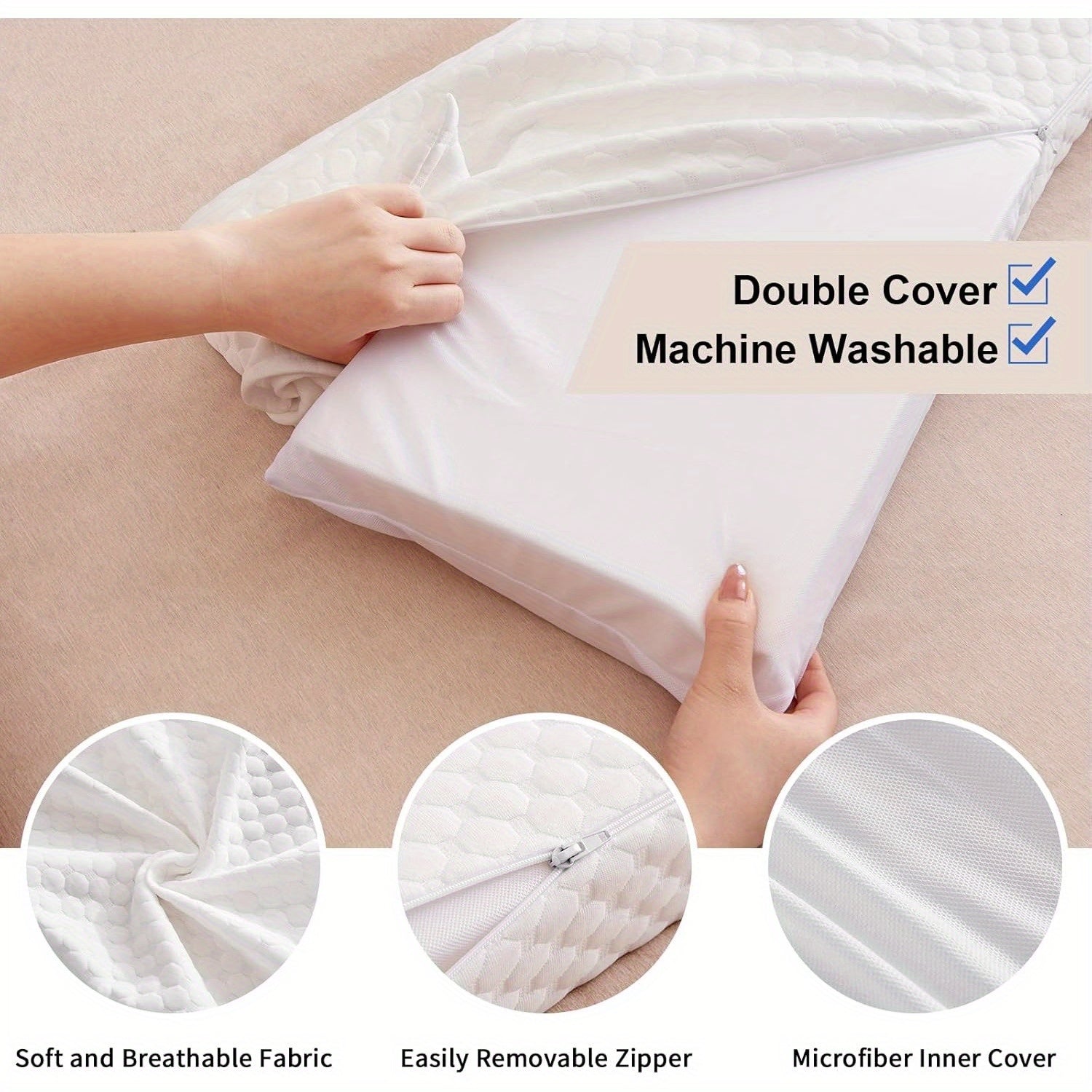 [Wedge Pillow, Gap Filler] Bed Wedge Pillow - Gap Filler for Headboard or Wall, Backrest Sleeping Pillow