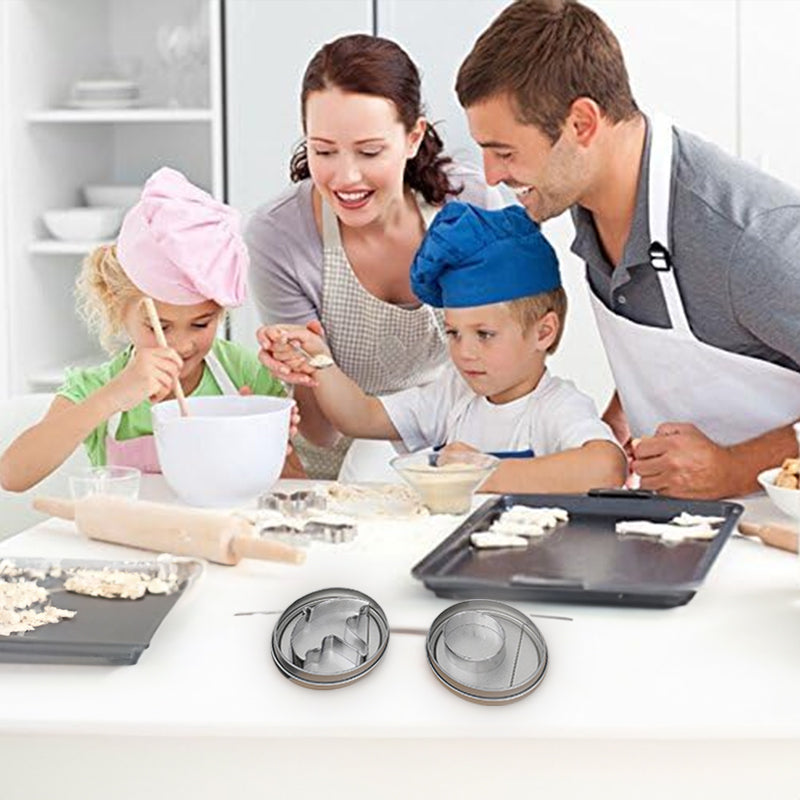 Sugar Candy Tools: Stainless Cutters, Choco Molds, Umbrella Cutter, 6 - pce Biscuit Kit for Fam & Party