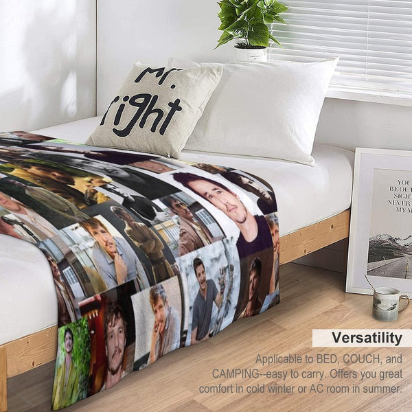 Pedro Pascal Abstract Seamless Collage Travel-friendly Throw Blanket