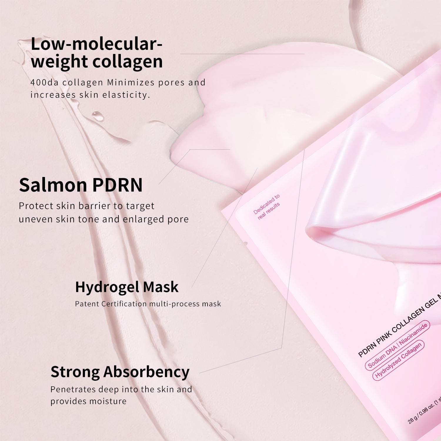 PDRN PINK COLLAGEN GEL MASK Pink Collagen facial mask Jelly Split facial mask