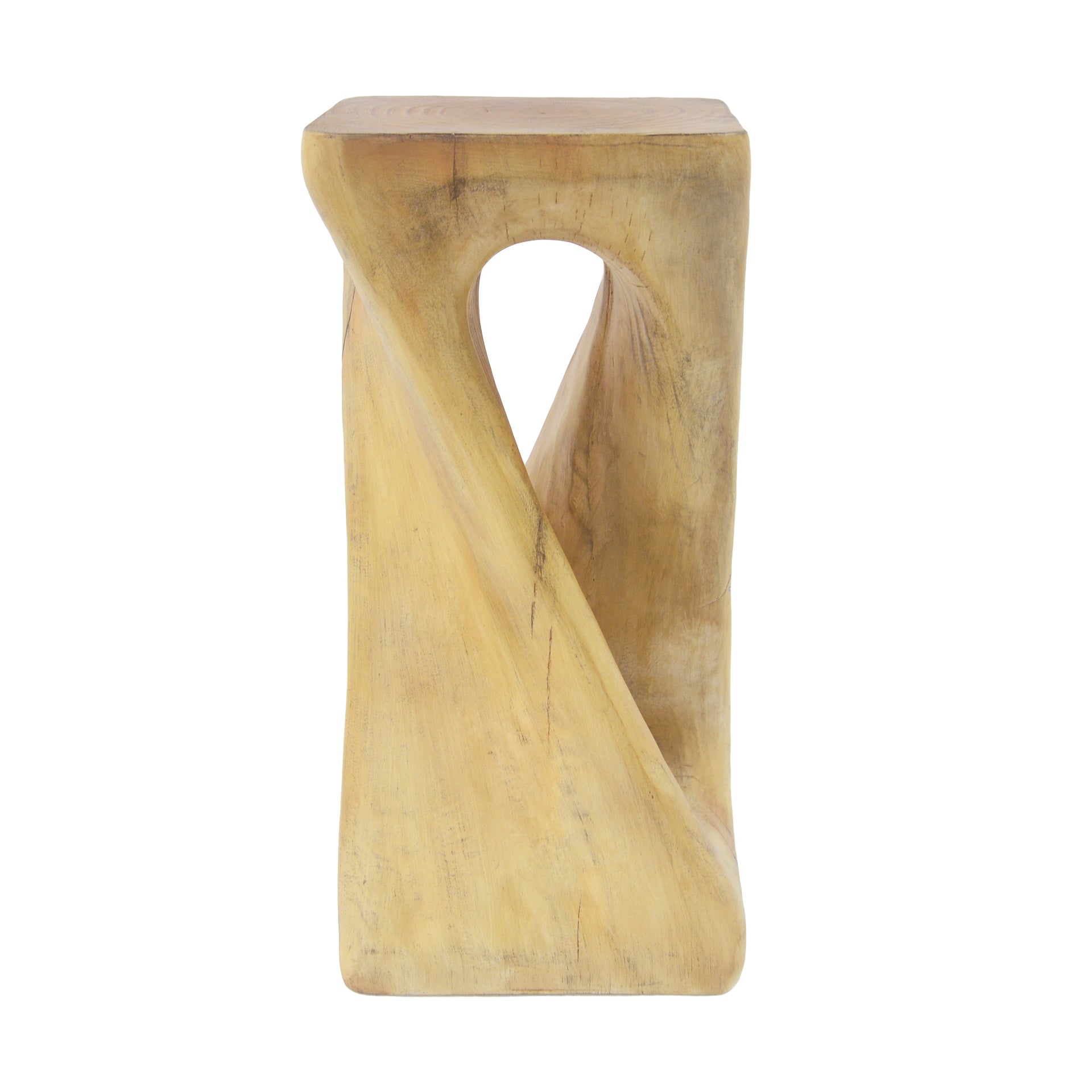 Twist Shape End Table in Wood Like Texture and Natural Color