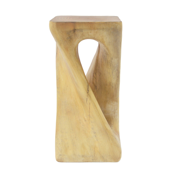 Twist Shape End Table in Wood Like Texture and Natural Color