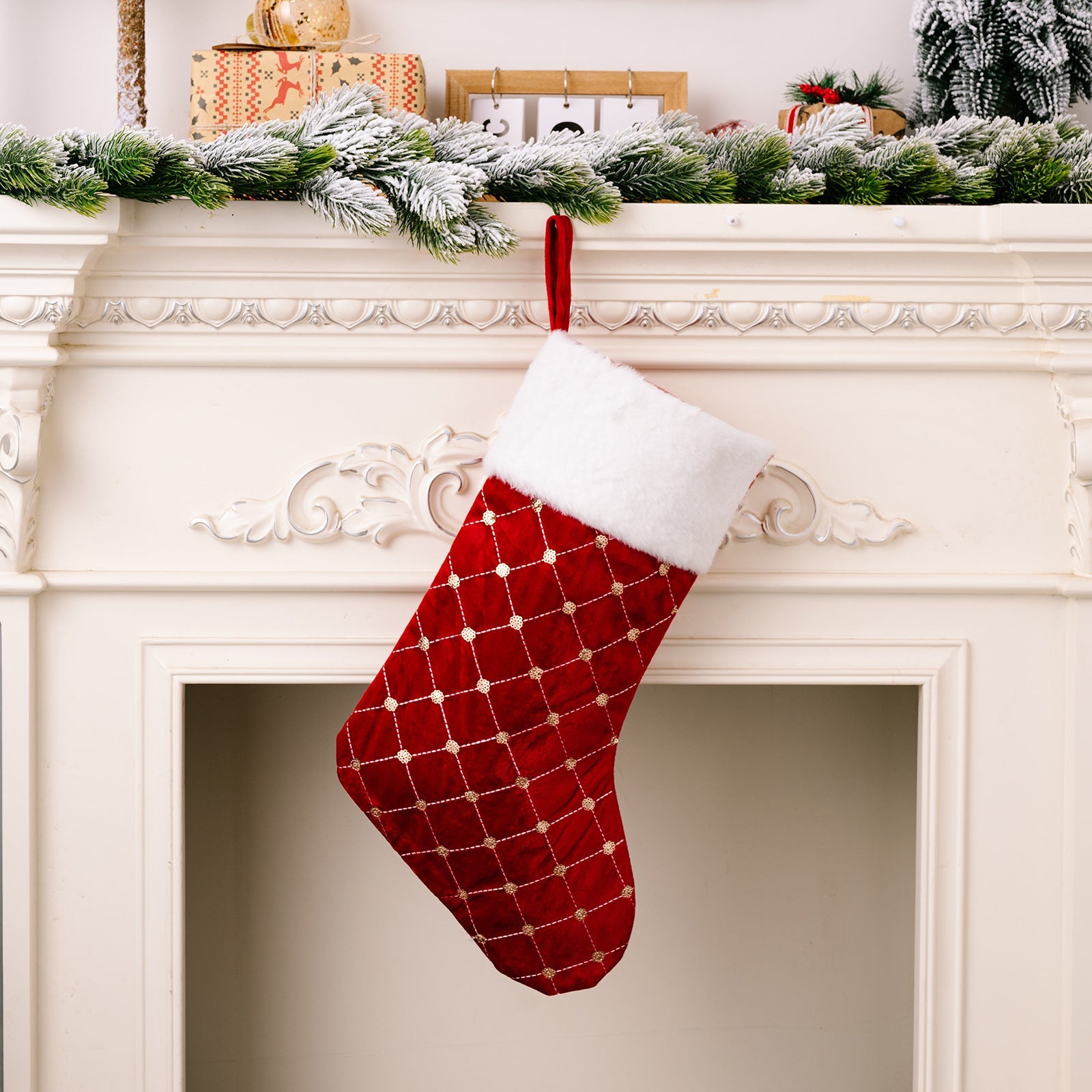 Christmas decoration supplies, high-end Christmas socks, red Christmas stockings, gift bags, tree hanging gift socks