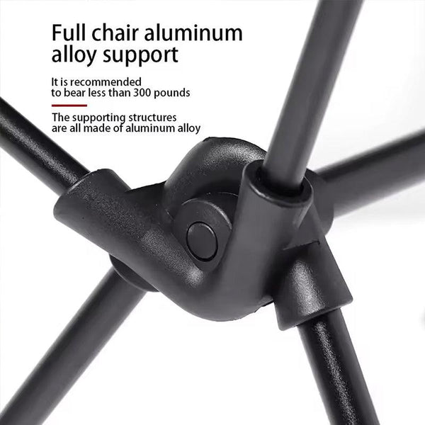 Folding camping chair with headrest. Lightweight, aluminum alloy, for travel and fishing. Outdoor furniture.