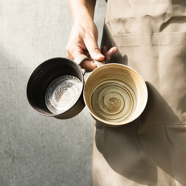 Coarse pottery coffee cup and plate set creative handmade retro coffee cup artistic cup plate milk cup