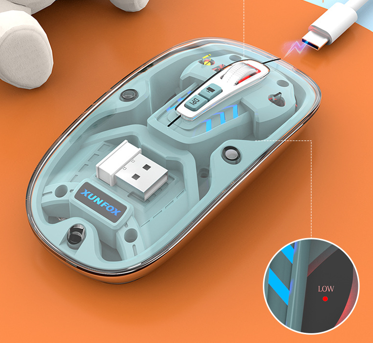 Bluetooth wireless transparent mouse mute dual-mode desktop computer laptop office business USB