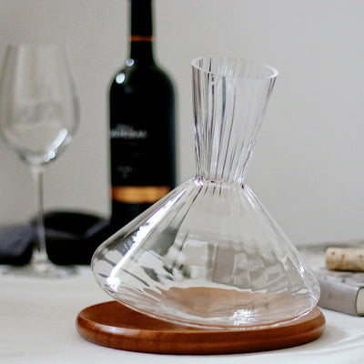 Premium Red Wine Carafe Tumbler Wine Dispenser Decanter with Wood Tray