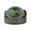 TOPACC Western Turquoise Belts - Oval Turquoise Indians Buckle#2 Copper/Bronze