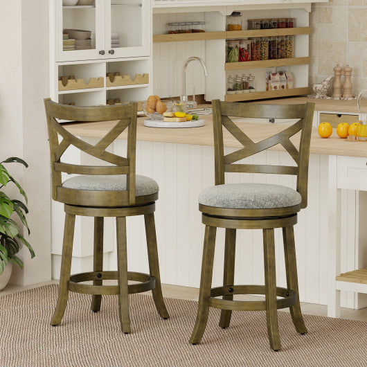 25/30 Inch Swivel Bar Stools Set of 2 with Backrests and Wood Frame-25 inches