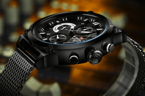 Men's Multifunction Analog Quartz Watches Waterproof Wrist Watch With Stainless Steel Mesh Band Excellent Design Perfect Gift