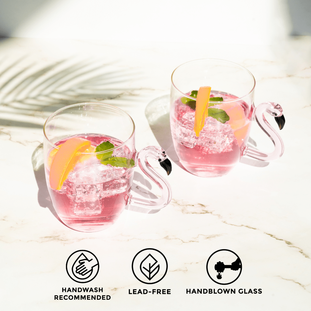 Flamingo Glass Mugs Jersey Art Glass