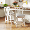 25 Inch Modern Bar Stools Set of 2 with Upholstered and 360° Rotation Seat-White