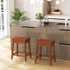 25/29 Inch Set of 2 Upholstered PU Leather Bar Stools with Saddle Seat-25 inches