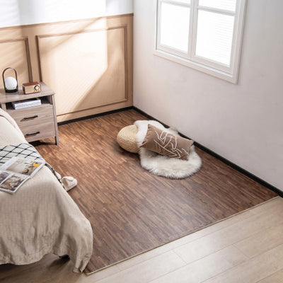 25 Tiles Wood Grain Foam Floor Mats with Borders-Brown