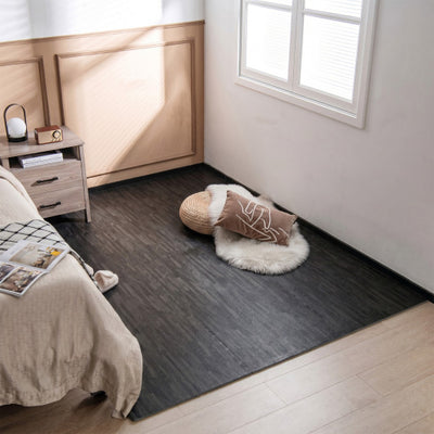 25 Tiles Wood Grain Foam Floor Mats with Borders-Black