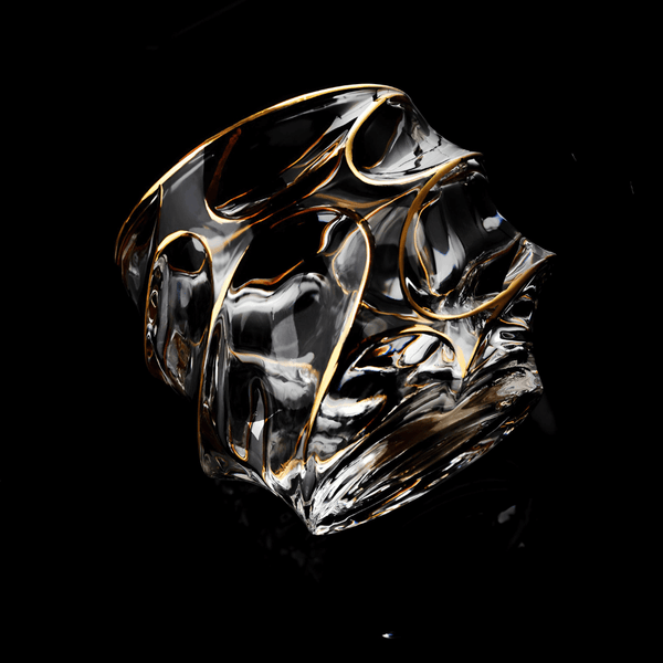 Gold Line Storm Japanese Crystal Whisky Glass TsukiGlass