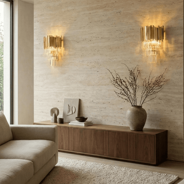 Art Deco Crystal Wall Sconce Gold Chrome – Empire Style E12 Dimmable Wall Light