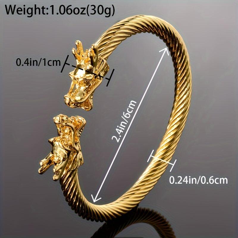 Double Dragon Copper Bracelet – Rock & Hip-Hop Style, Unisex