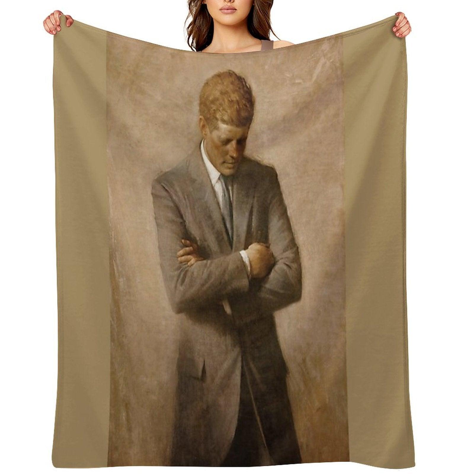John F Kennedy Official Portrait by Aaron Shikler Throw Blanket