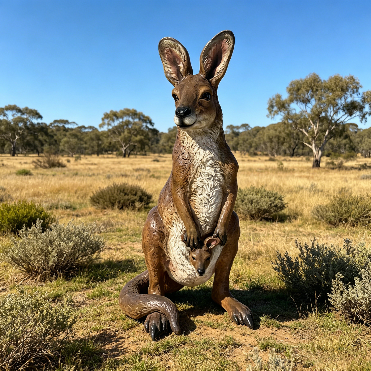 22'' Mother Kangaroo with Joey Statue