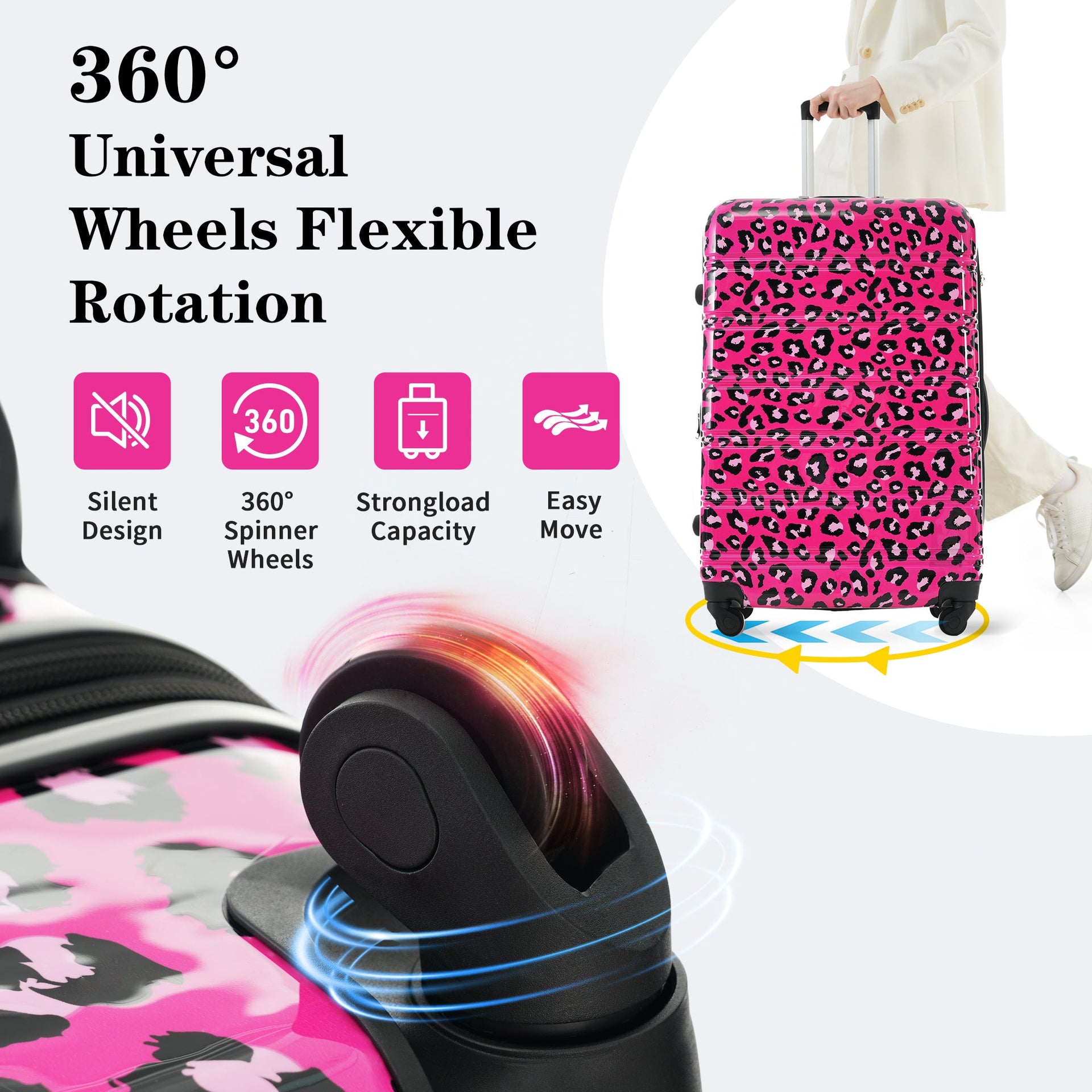 Hardshell Luggage Sets 3 pcs Spinner Suitcase with TSA Lock Lightweight-20'+24'+28' Luggages