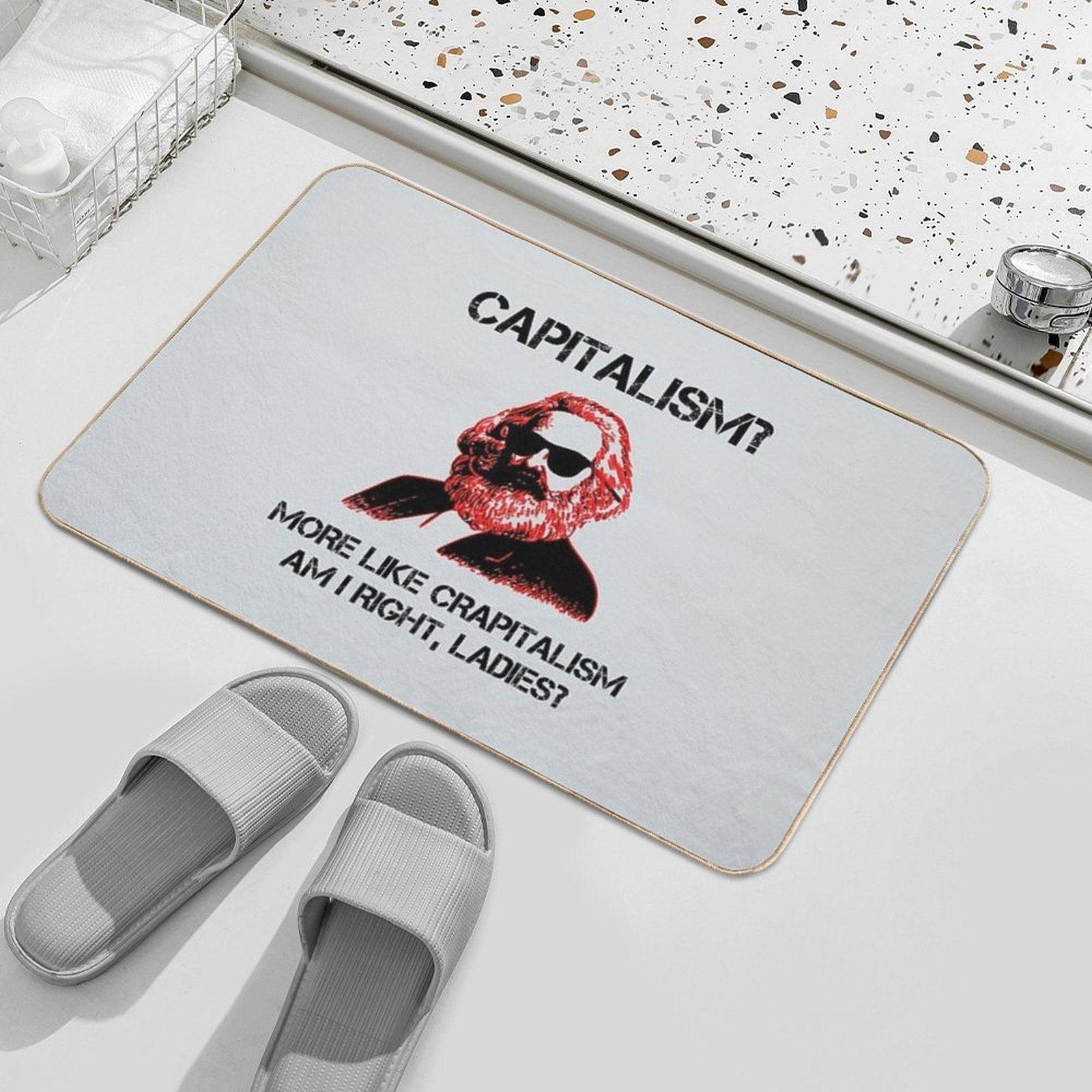Funny Capitalism Communist T-Shirt Karl Marx Crapitalism Bath Mat
