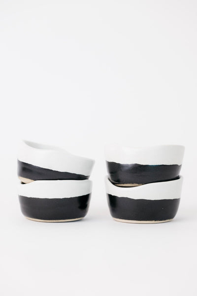 Dawson Pinch Bowl - Matte Black/White - Set of 4