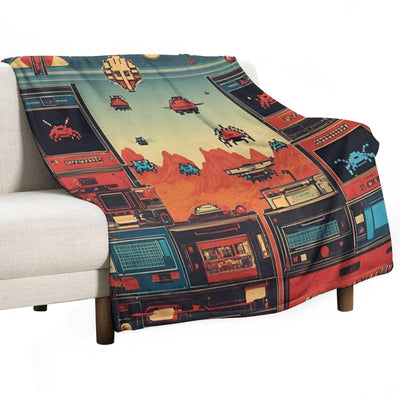 Space Invaders 90s Versatility Throw Blanket