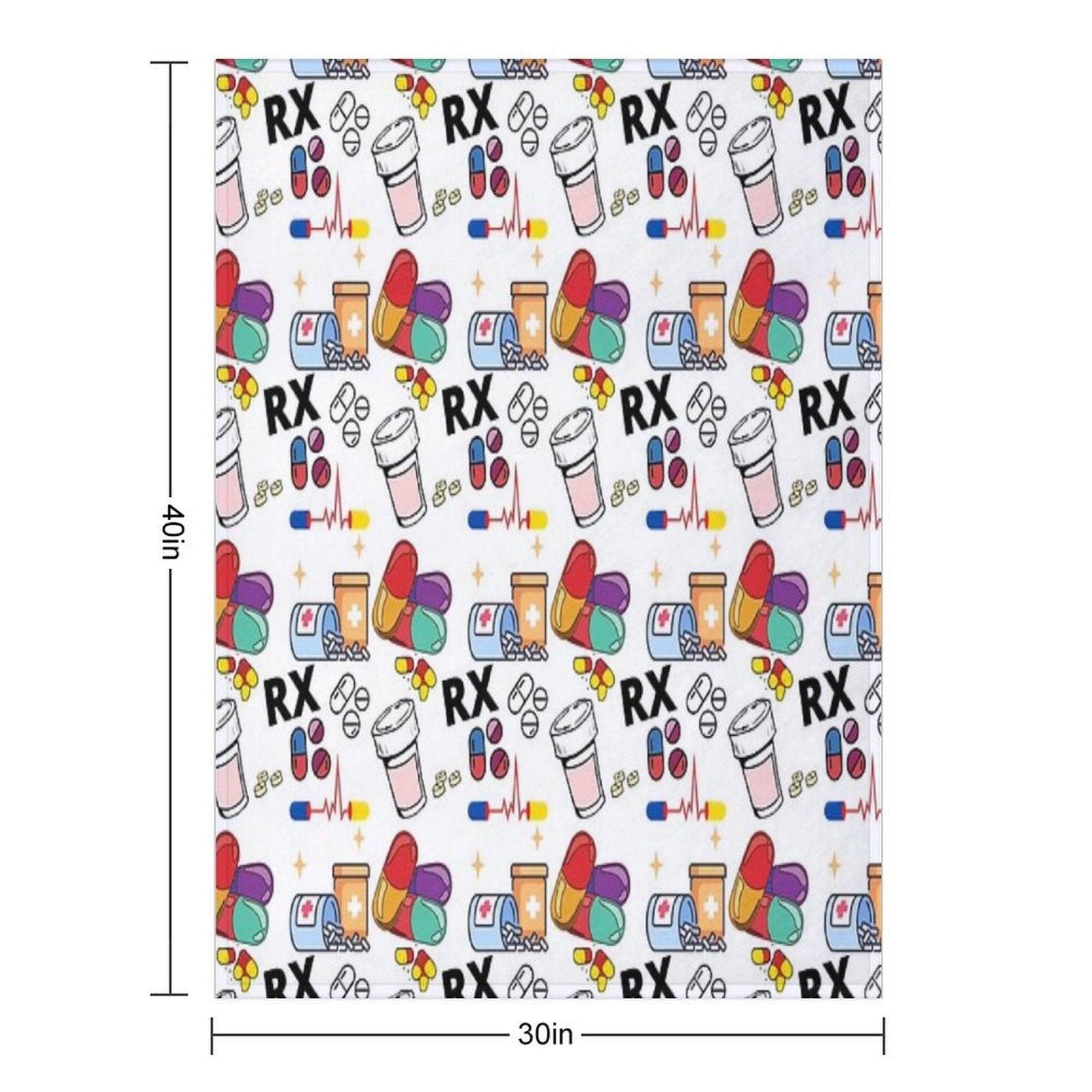 Pharmacy Pattern Pills RX Throw Blanket