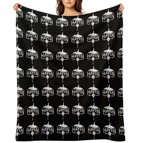 Haven White Logo Wrinkle-free Throw Blanket
