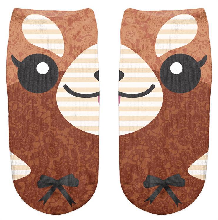 Thin 3D Digital Animal Printed Women's Socks Shallow Socks Adult Invisible Socks