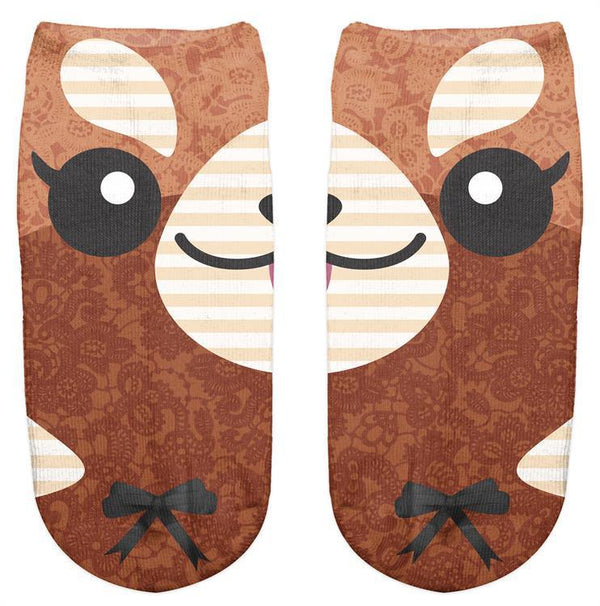 Thin 3D Digital Animal Printed Women's Socks Shallow Socks Adult Invisible Socks