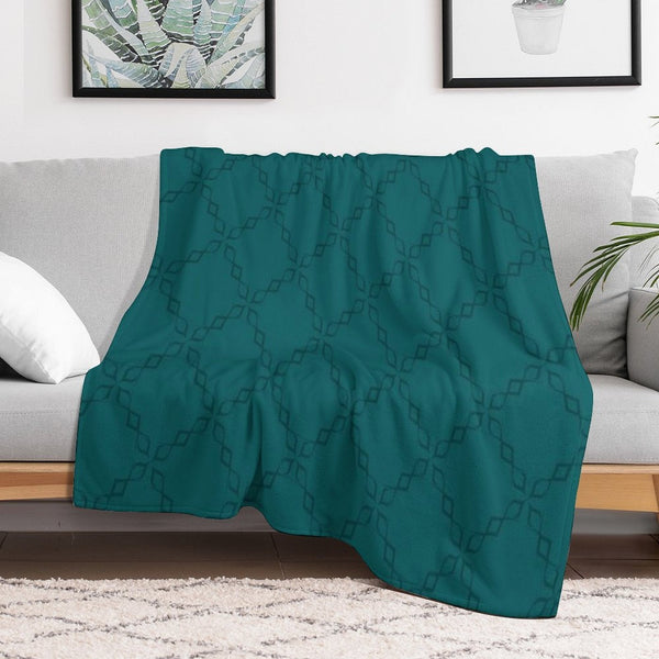 Blue Mixed Green Background Circle Chain All-season Throw Blanket