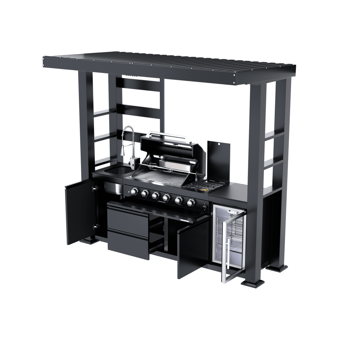 97-Inch 4-Burner Deluxe Stainless Steel Outdoor Kitchen Grill