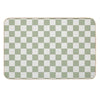 Checkerboard Mini Check Pattern in Sage Green And Off White Bath Mat