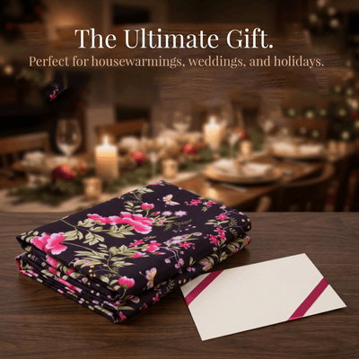 Black Floral Table Runner – Saku Print