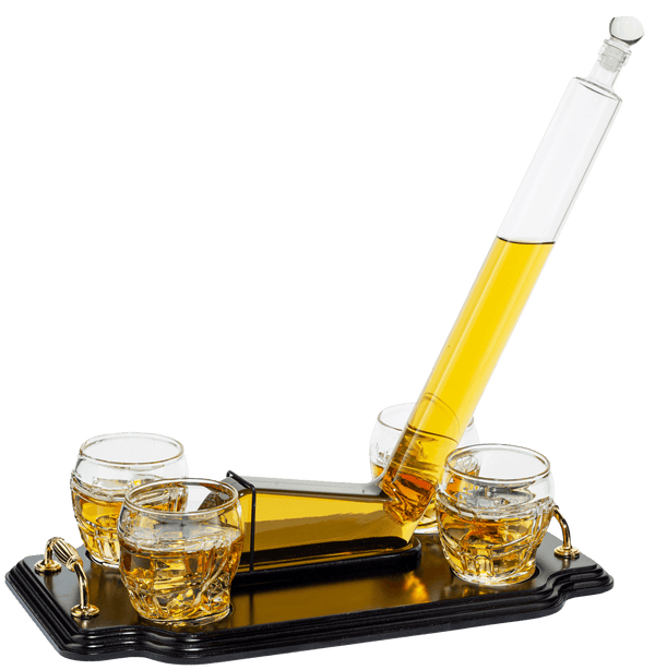 Ice Hockey Wine & Whiskey Decanter Set With 4 Helmet Whiskey Glasses by The Wine Savant 750ml Decanter 8 Ounce glasses Hockey Gift