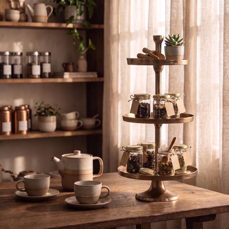 3 Tier Plate Gold Stand - 35