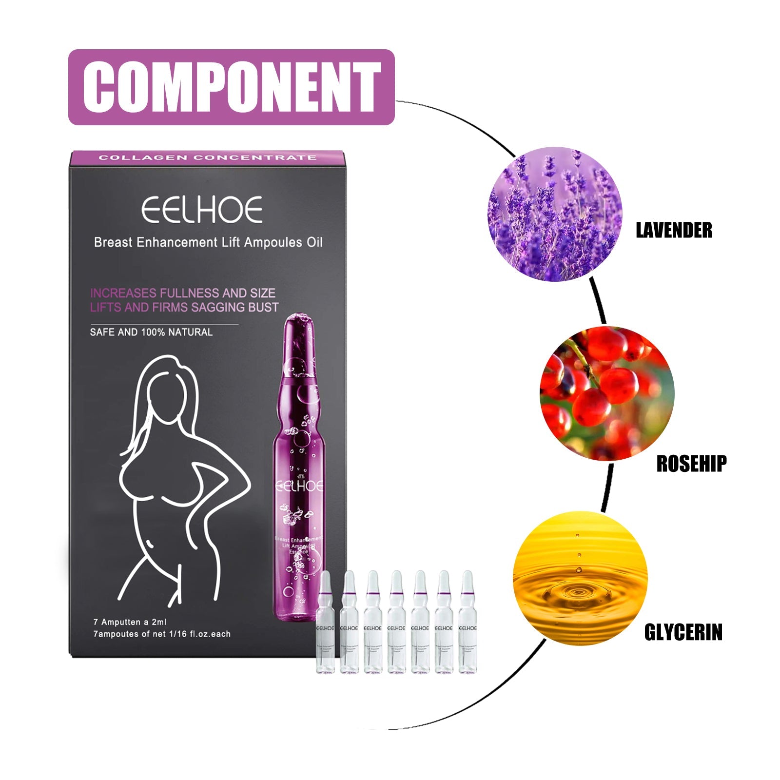 Breast Enhancement Lift Ampoules Oil, Gently Moisturize And Tighten The Breasts Plump And Full Lifting Breast Care Essence