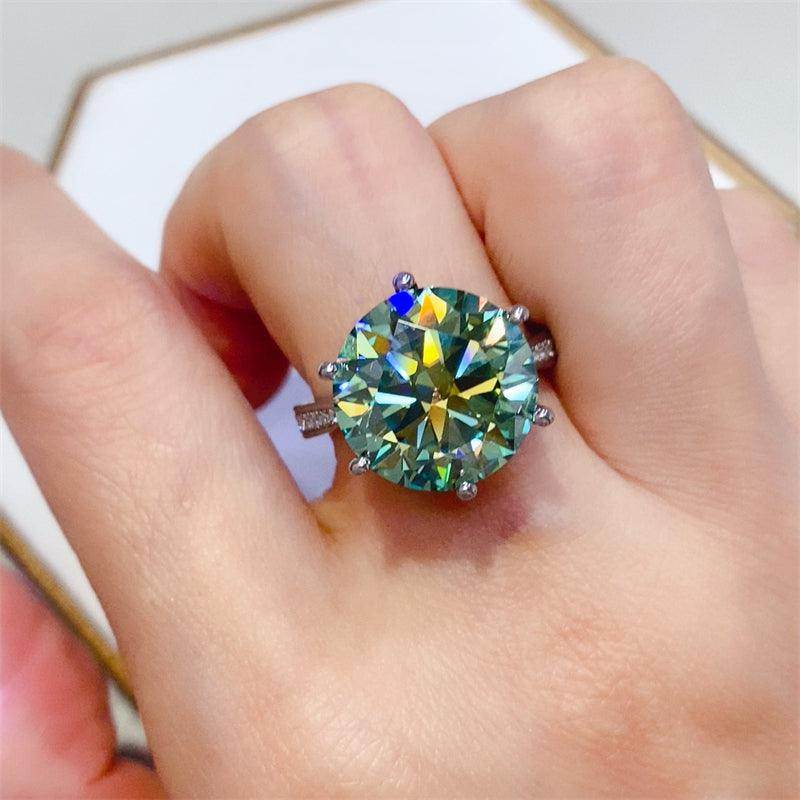 10 Carat Moissanite 925 Sterling Silver Ring for Women